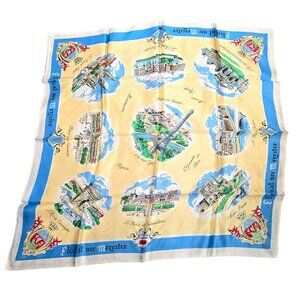 Vintage French Landmarks Scarf Featuring St Germain Des Prés & Notre Dame jj3792